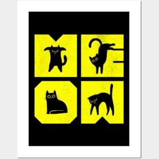 Meow Funny Life of a Cat Cute Kitten Silhouette Tee Posters and Art